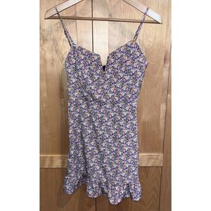 Floral V-neck Mini Dress With Ruffle Hem Size Small - New With Tag!